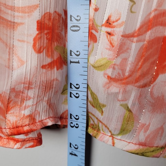 Joie Floral Peasant Blouse Size M Peach Pink Boho Sheer Lined Romantic Fall - Picture 6 of 10